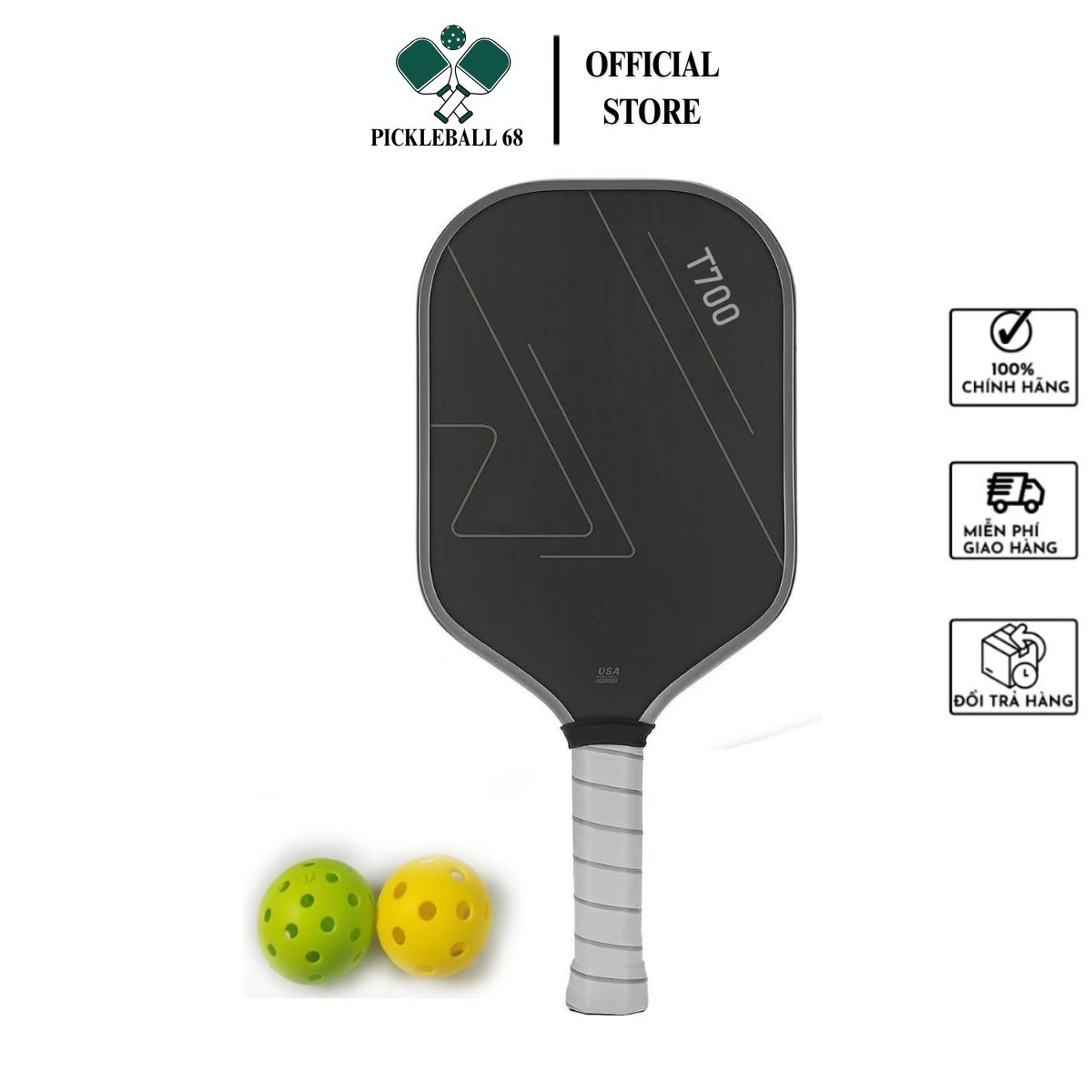 [Hoả tốc] Vợt pickleball Carbon T700 cao cấp phù hợp cho mọi người - Tặng kèm 2 trái banh Pickleball