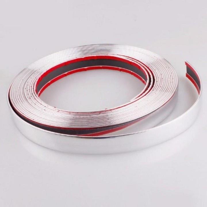 Cuộn nẹp chrome bạc sẵn keo 3m bóc dính phù hợp trang trí nội thất nhà cửa và xe hơi