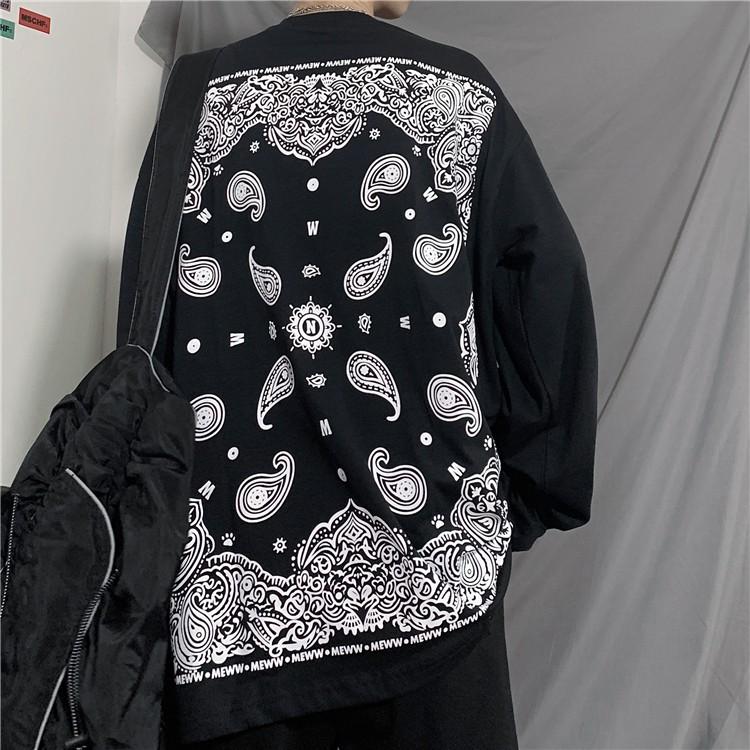 Áo thun ulzzang unisex đen trắng họa tiết back mới