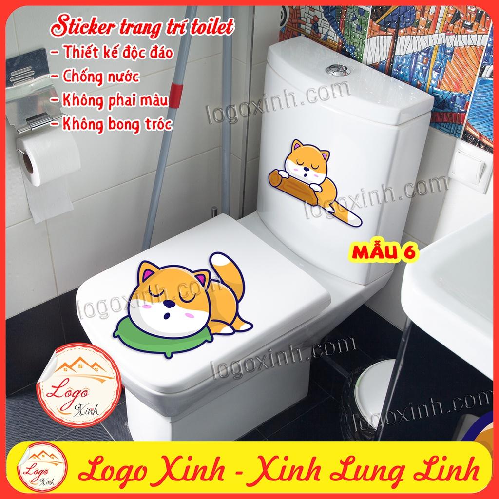 Bộ 2 Miếng dán trang trí Toilet siêu dễ thương, chất liệu decal chống nước tuyệt đối, Sticker dán WC nhà vệ sinh