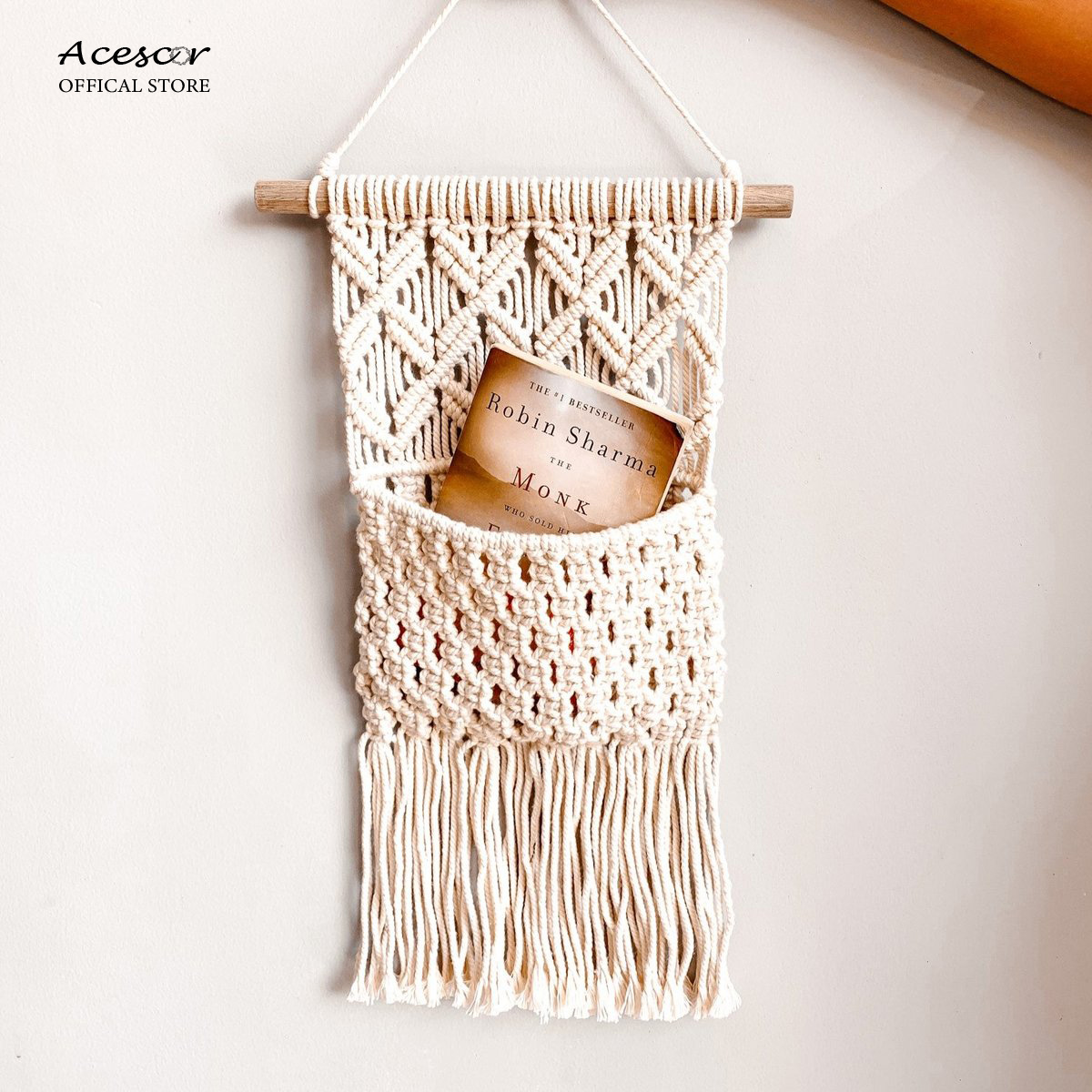 Túi Macrame treo tường tiện lợi GM01- Đựng đồ tiện dụng, lưu trữ đa năng, trang trí phòng khách, phòng ngủ, quà tặng sinh nhật, tân gia ( Trang trí nhà cửa)