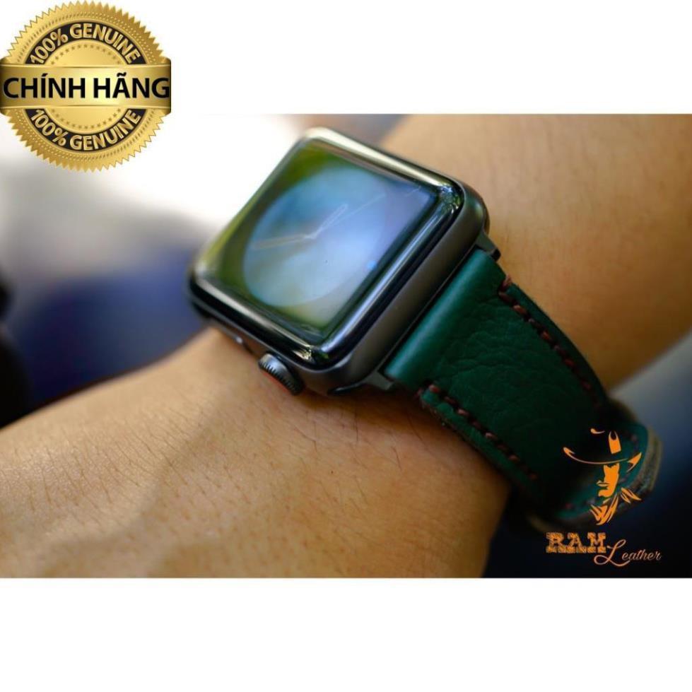 DÂY DÀNH CHO APPLE WATCH DA BÒ - RAM LACSIC 1984  XANH RÊU CỰC KỲ THANH LỊCH - HÀNG CHÍNH HÃNG