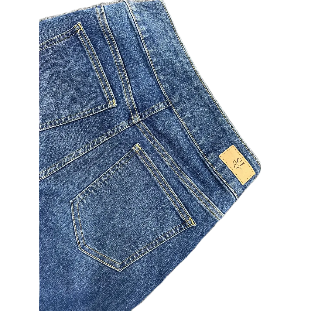 Quần jean nữ Ống Rộng SJP06 Quần bò gấu Bản To, quần bò Baggy nữ phom Suông chất jeans Co Giãn, thương hiệu Samma Jeans - BLUE