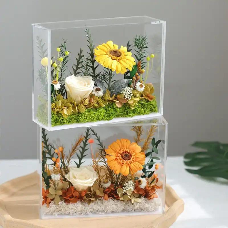 Hộp mica quà tặng hoa, đựng hoa, trang trí sản phẩm, trưng bày Bánh, trái cây, nắp đậy hít nam châm, nhiều kích thước