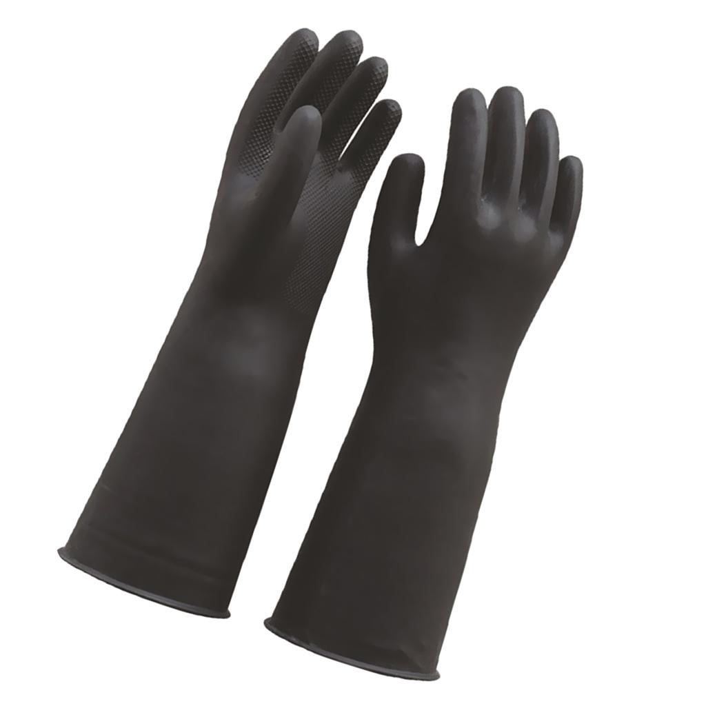 2 Pcs Black Latex Rubber Work Safety Gloves Garden Washing Housework Gloves