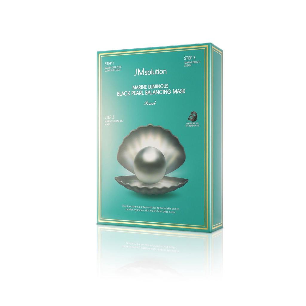 Mặt Nạ Cấp Ẩm Và Cân Bằng Da 3 Bước Chiết Xuất Ngọc Trai Đen JMsolution Marine Luminous Black Pearl Balancing Mask Pearl
