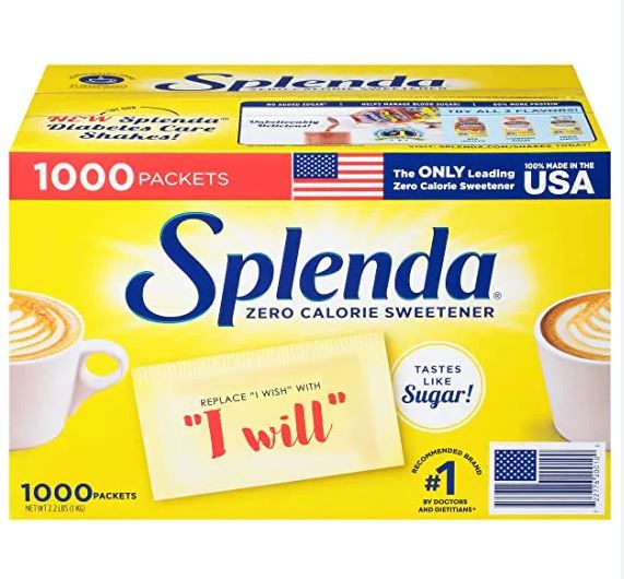 Một thùng Đường ăn kiêng Splenda 0calo 1000gói (keto, eat clean, lowcarb, tiểu đường) , DAS, Sweetener Sugar Replacement