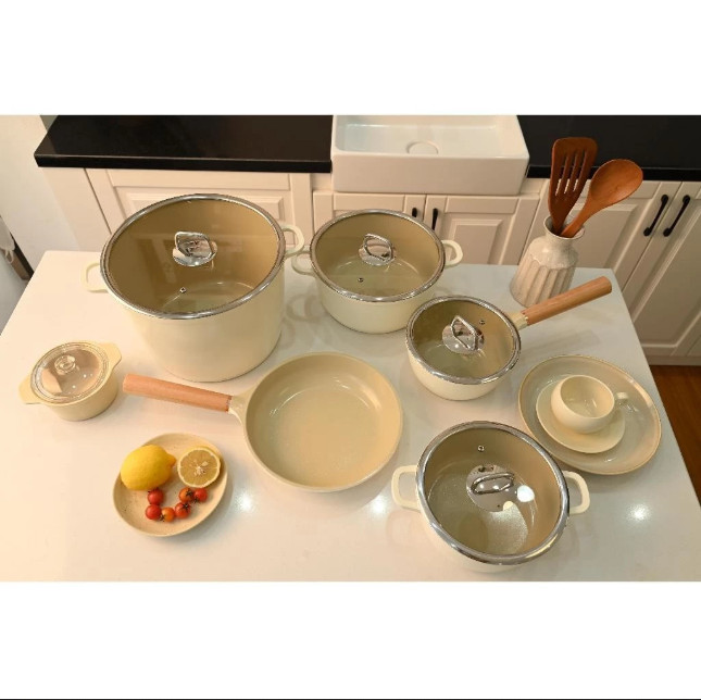 Chảo Phủ Gốm Chống Dính Haatz - Made In Korea Size 24cm -  9 Lớp Đúc Nguyên Khối - Bảo Hành 2 Năm