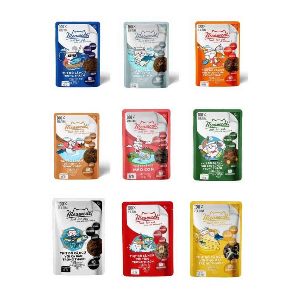 Thùng Pate Mèo Meowcat Mix Vị (12-24 -48 gói) - Gói 70G