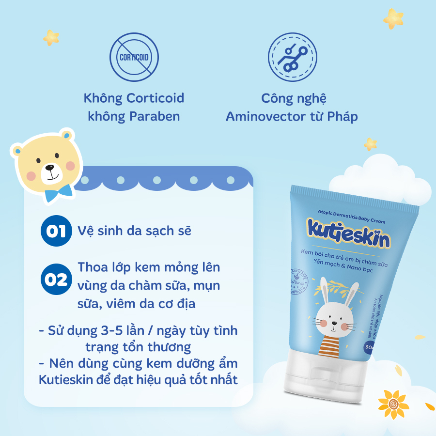 Kutieskin 30gr dành cho da em bé bị chàm sữa