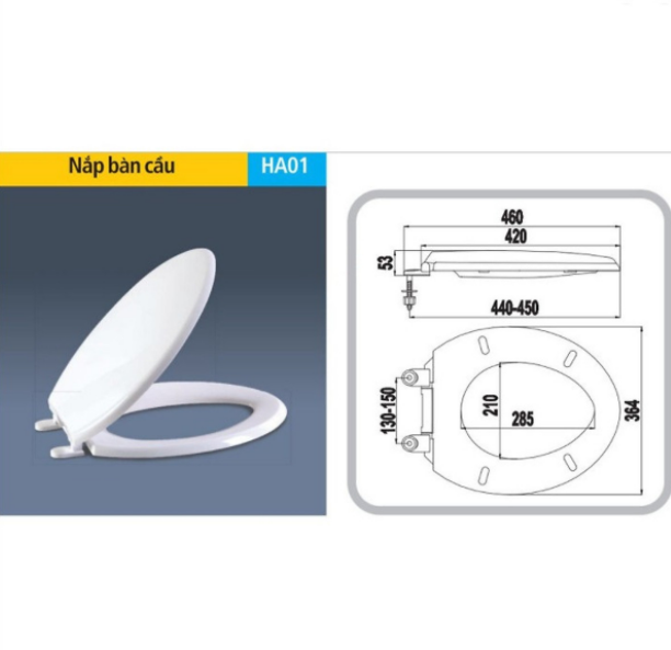 Bộ nắp bàn cầu nhà vệ sinh bằng nhựa cao cấp, thích hợp sử dụng với nhiều loại bồn cầu