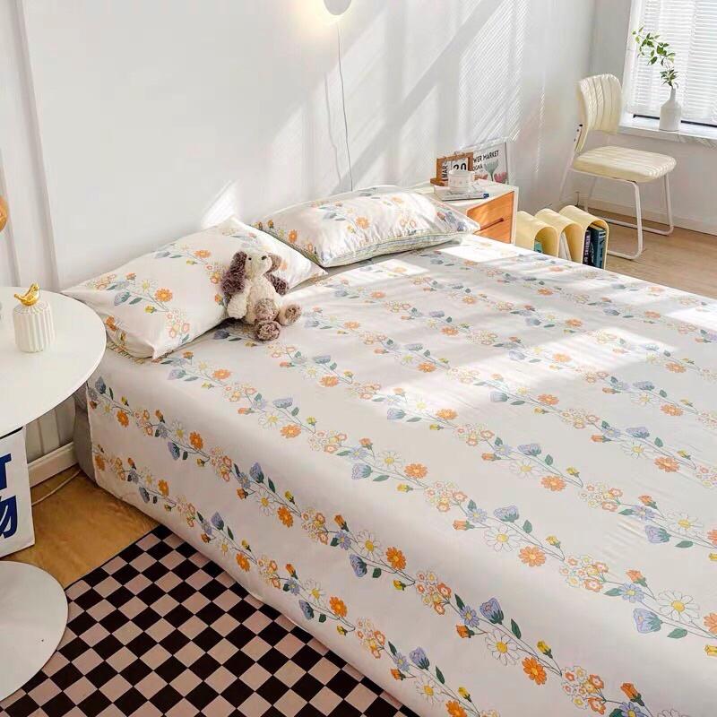 Bộ Ga Gối  100% Cotton Hàng Nhập Khẩu Cao Cấp 3 Món Hoa Hồng Vintage