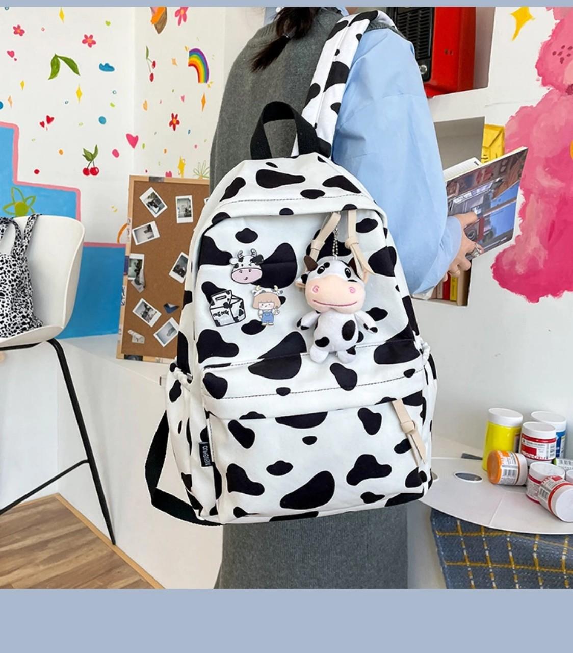 Balo thời trang nam nữ ulzzang thời trang cao cấp họa tiết bò sữa hàng chuẩn chất lượng