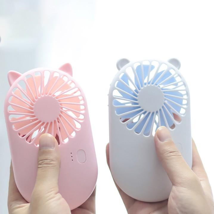 Quạt Cầm Tay Mini, Sạc USB Dễ Thương 7 Cánh Pocket Fan Có Chân Đế.