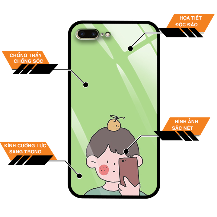 Ốp Lưng Cho Điện Thoại IPHONE 7 PLUS/IPHONE 8 PLUS - Mặt Lưng Kính Cường Lực - 7898 BOY01 - Hàng Chính Hãng