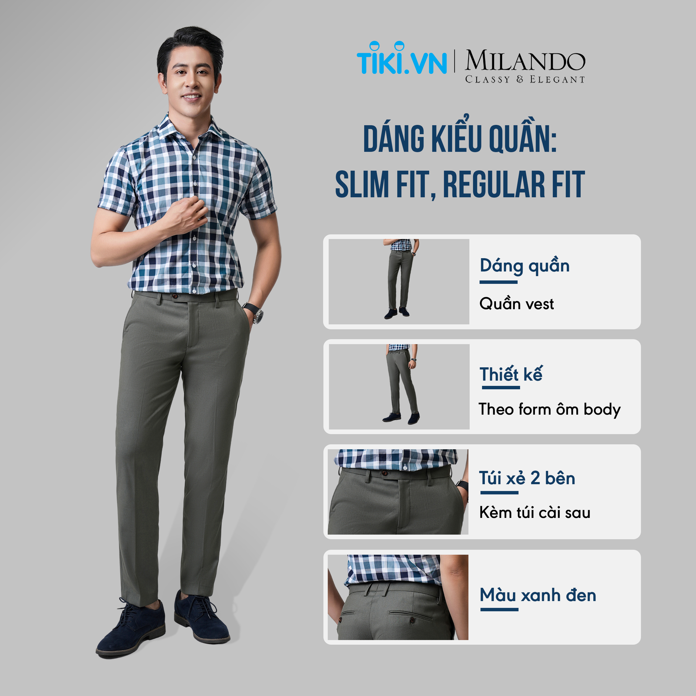 Quần Âu Nam Cao Cấp MYMILANDO Màu Xanh Đen - Chất Liệu Cao Cấp Bền Màu, Kiểu Dáng Slim Fit Trẻ Trung, Thời Trang Công Sở, Dạo Phố, Sự Kiện Sang Trọng