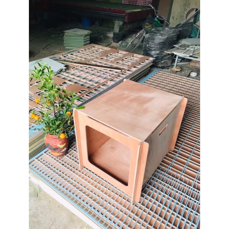 Nhà hộp vuông cho mèo, size L, gỗ Plywood thô chịu nước.