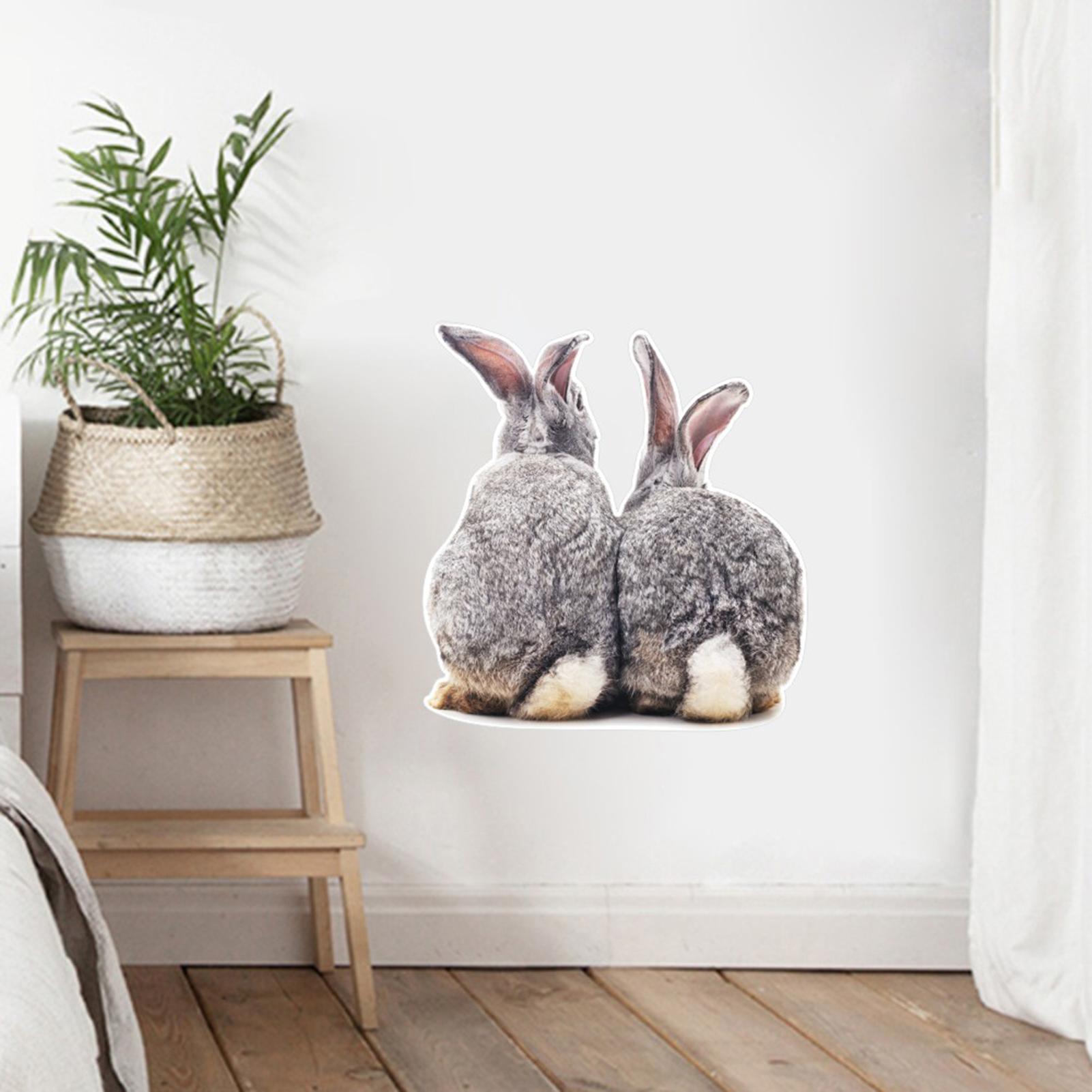 Set 1 Miếng Dán Hình Hai Con Thỏ Dễ Thương 3D Có Thể Tháo Rời