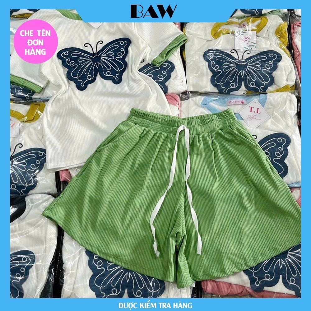 Đồ Bộ Nữ, Đồ Bộ Nữ Mặc Nhà Quần, Đồ Bộ Nữ Thun Gân Quảng Châu Dày Dặn In Họa Tiết Siêu Dễ Thương, Đồ Bộ Ngủ Nữ, Đồ Bộ Nữ Dài Thương Hiệu Baw M22