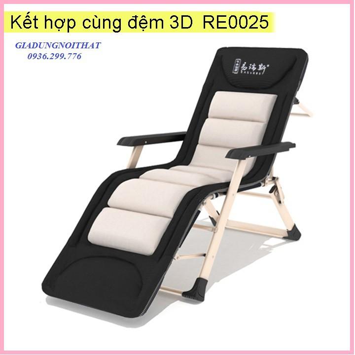 re0254.3 Ghế xếp nằm ngủ trưa văn phòng thư giãn kèm đệm - Ghế xếp khung thép gấp gọn tiện lợi