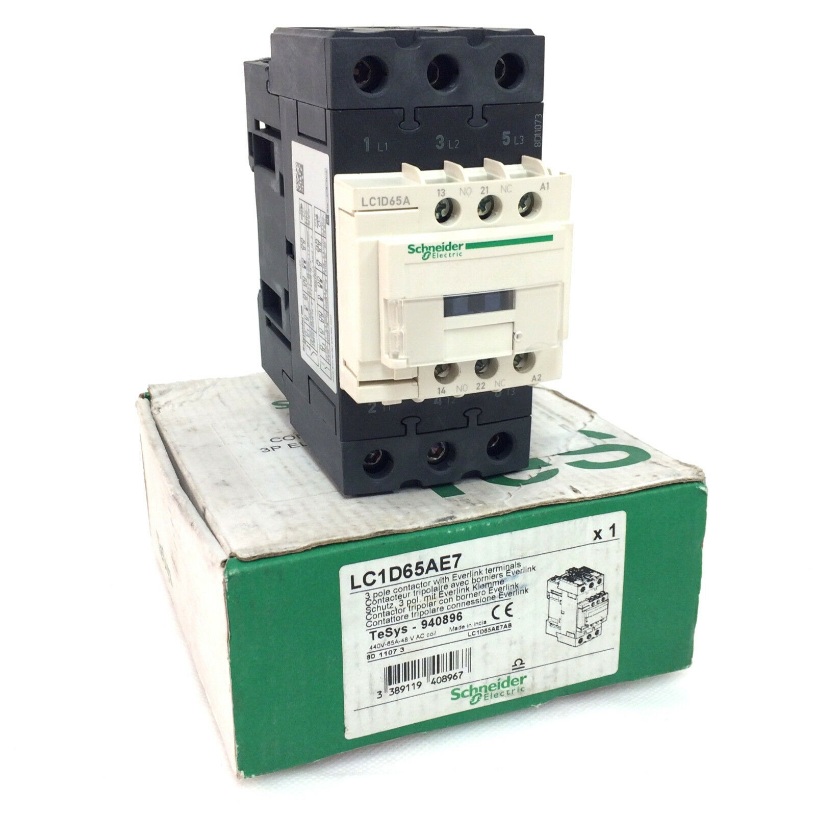 Khởi động từ Contactor Schneider LC1D65AE7 65A 30kW Coil 48V | Chính hãng |