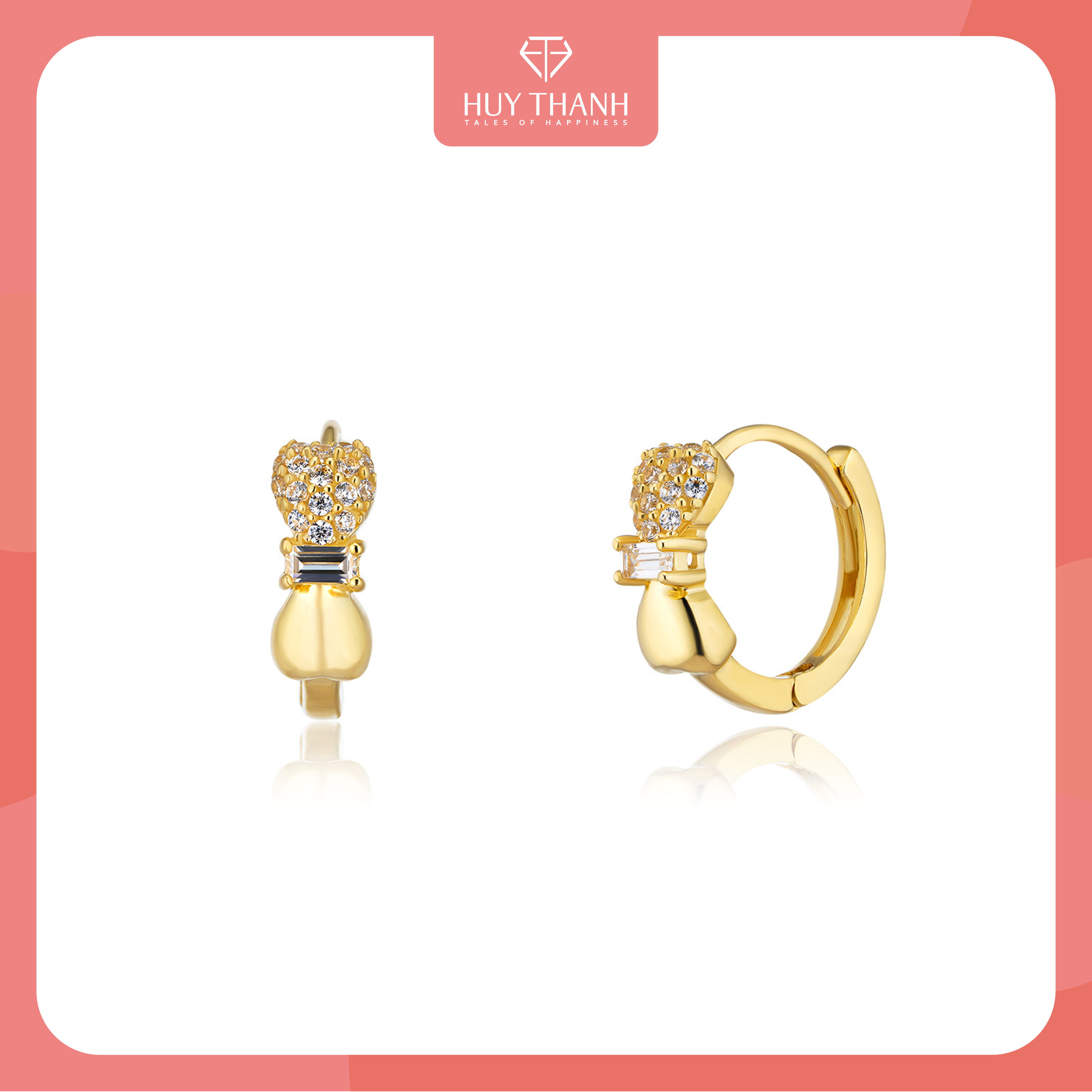 Bông Tai Nữ Vàng 14K BT444 Huy Thanh Jewelry