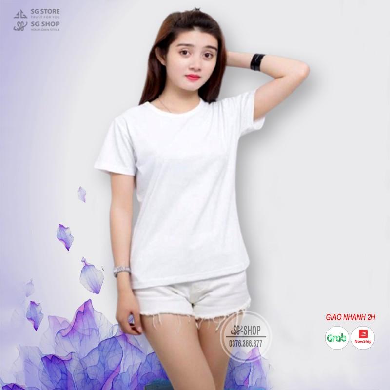 Áo thun trơn màu trắng phông unisex basic nam nữ ulzzang cổ tròn thun cotton 4 chiều mềm mịn ATTT | SG