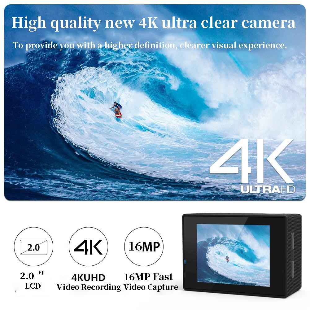 Camera hành động Ultra HD 4K 16.0MP WiFi 2.0 "Màn hình 170d dưới nước 30m Go Waterproof Pro Mũ bảo hiểm Ghi máy ảnh Sport Camer