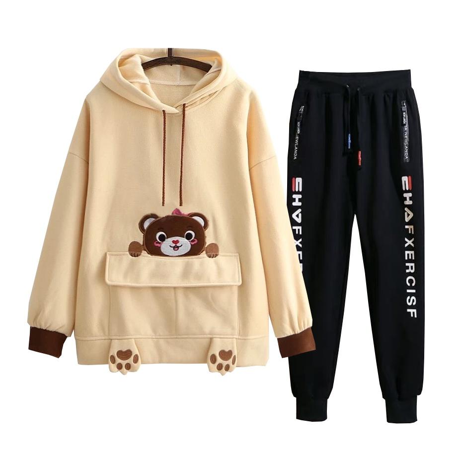 Set Bộ 2 Món Quần Dài + Áo Hoodie Nón Nam Chất Vải Nỉ (2 Dọc Chữ + Gấu Túi Bụng), SET ĐỒ THỂ THAO NAM NỮ ULZZANG MÙA THU ĐÔNG - BỘ ĐỒ NỈ THỂ THAO SỌC UNISEX, Set bộ Nỉ Bông Unisex Đồ bộ thun dày form rộng oversize