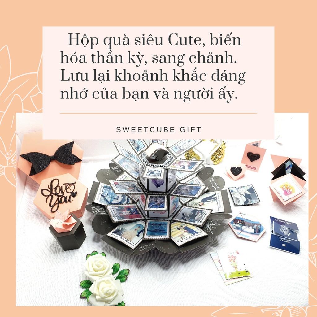 Exploding box Quà tặng Siêu Cute, LOVE BOX THÁP TÌNH YÊU_Phiên bản HỒNG PASTEL (19.5x19.5x13cm)