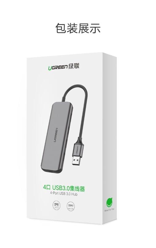 Ugreen UG50768CM207TK 25CM USB 3.0 4 Ports Hub Đen - HÀNG CHÍNH HÃNG