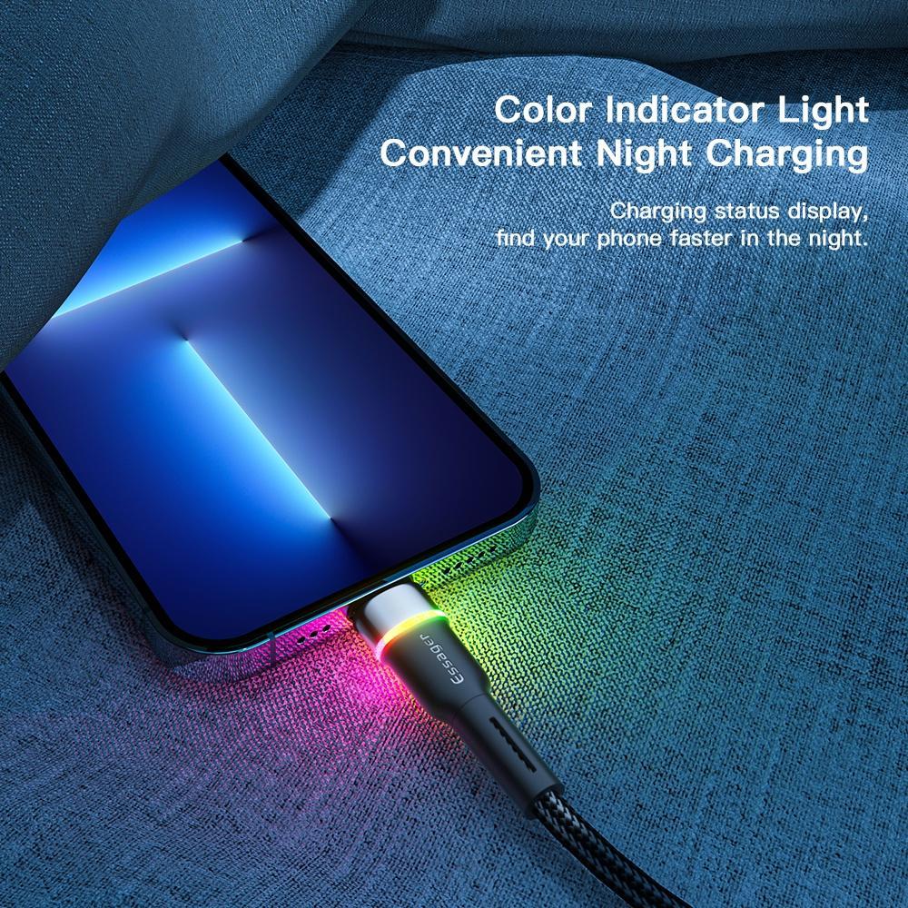 Dây cáp sạc Essager USB 2.4A có đèn LED màu thích hợp cho Iphone 6 7 8 plus