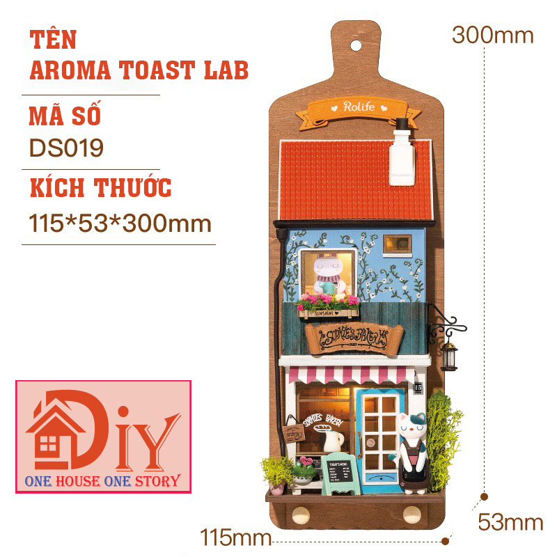 [Bản tiếng Anh]Mô hình Treo tường nhà thu nhỏ tự lắp ráp Aroma Toast Lab DIY- Quà tặng sinh nhật giáng sinh trang trí nhà cửa