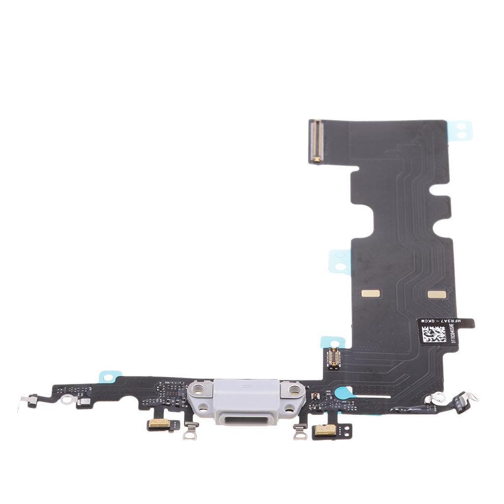 Charging Port Dock Connector Flex Cable with Headphone Jack Microphone Replacment Assembly for Apple iPhone 8 Plus Black/White