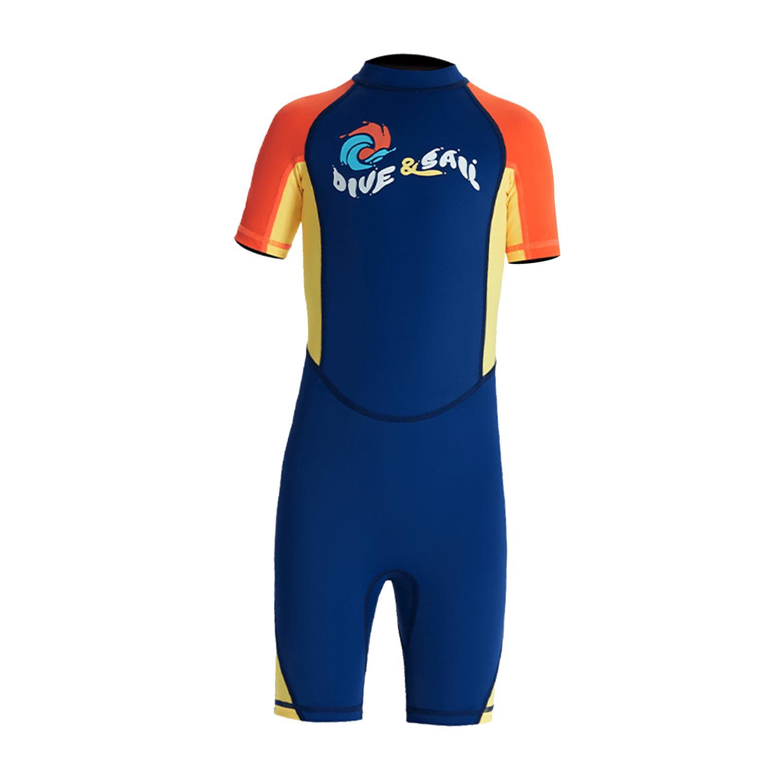 Kids Wetsuits Children Wet Suit Boys Diving Suit Short Sleeve Swimsuit Back Zip Shorty Wetsuit for Swimming Kayaking Diving Surfing