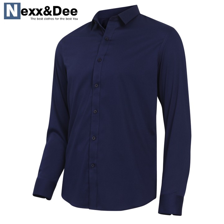 Áo sơ mi nam tay dài màu trắng công sở vải cotton lụa trẻ trung niên đi tiệc cưới cao cấp Nexx&amp;Dee SM09