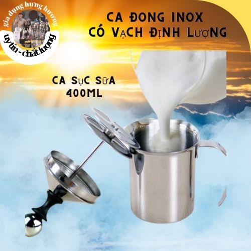Ca đánh bọt sữa lạnh latte inox 2 lớp 400ml