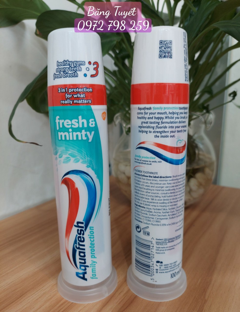 Kem Đánh Răng Aquafresh 3In1 Fresh &amp; Minty 100ml Chuẩn Mỹ