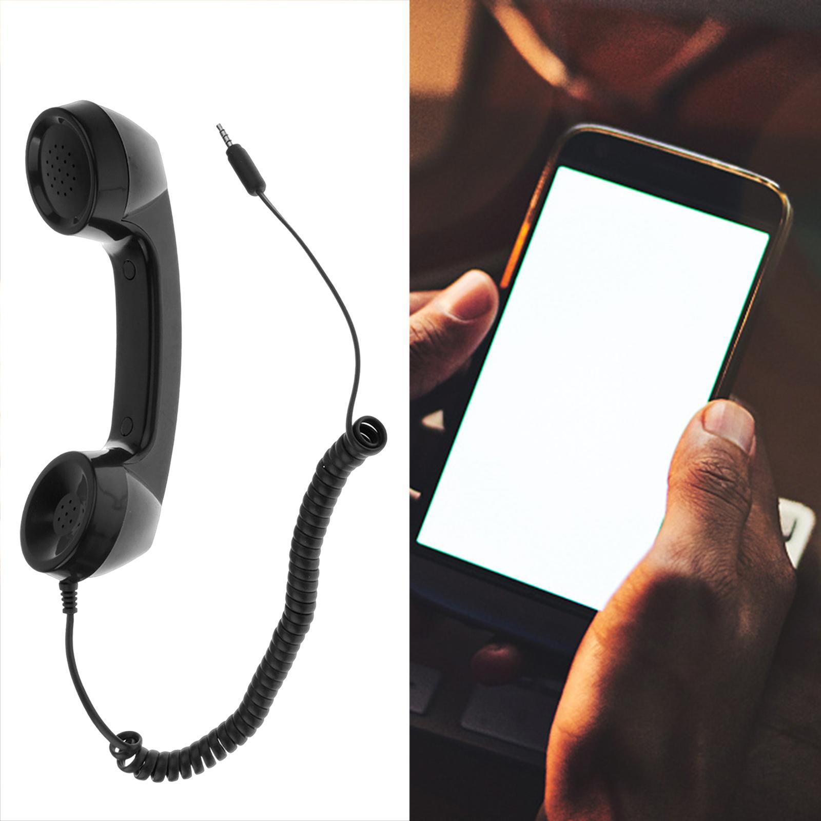 2X 3.5mm Mic Telephone Handset Phone Classic Receiver Black