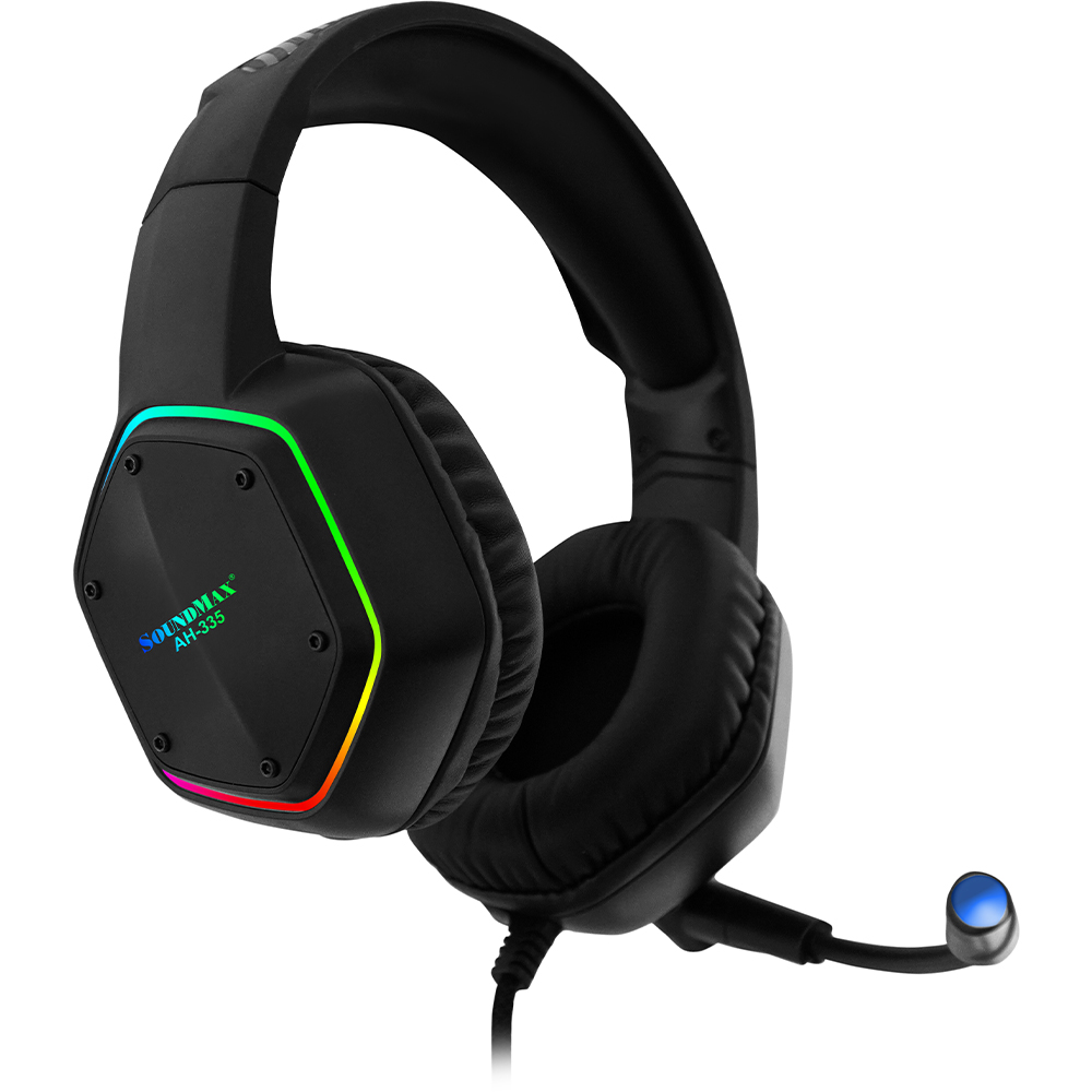 Tai Nghe Chụp Tai Có Micro Tích Hợp SoundMax AH-335 | Tai Nghe Chơi Game Có Đèn LED RGB SoundMax AH335 | Gaming Headset - Hàng Chính Hãng