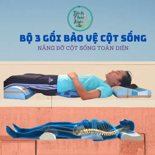 BỘ gối bảo vệ cột sống cổ , gối kê thắt lưng và gối kê chân khi ngủ, gối hỗ trợ cột sống