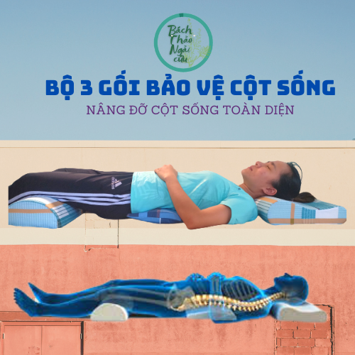 &lt;COMBO 3 &gt; BỘ gối bảo vệ cột sống cổ , gối kê thắt lưng và gối kê chân khi ngủ, gối hỗ trợ cột sống