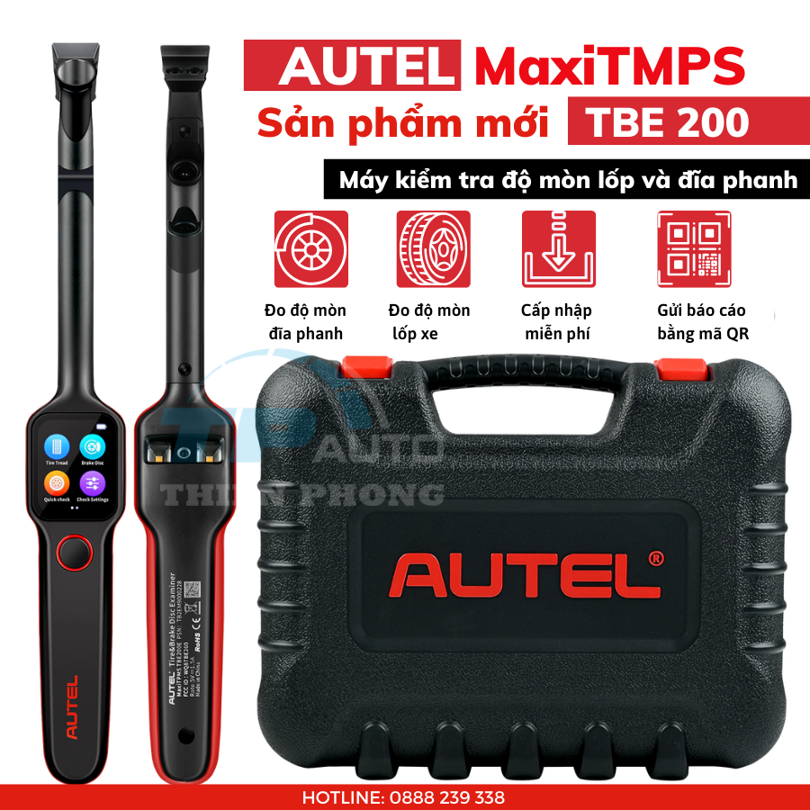 AUTEL MAXITPMS TBE200- Máy Kiểm Tra Độ Mòn Gai Lốp Và Độ Đảo Đĩa Phanh -Hàng Chính Hãng