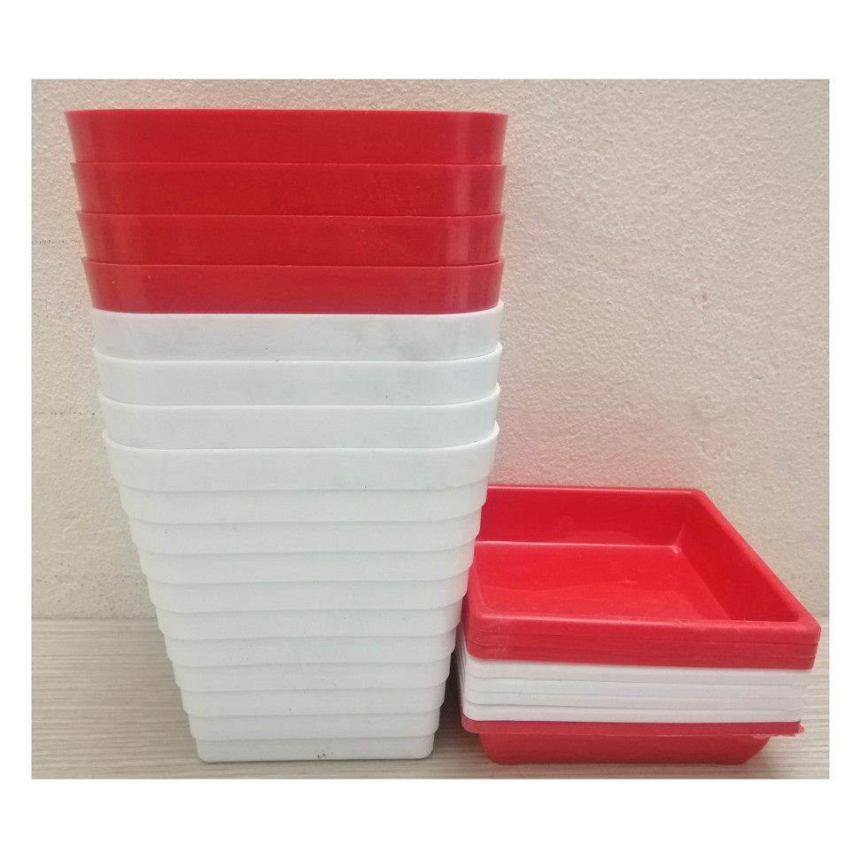 ComBo 10 Chậu Nhựa Trồng Cây Mini Có Đế Đỡ Kích Thước 12x12x12Cm