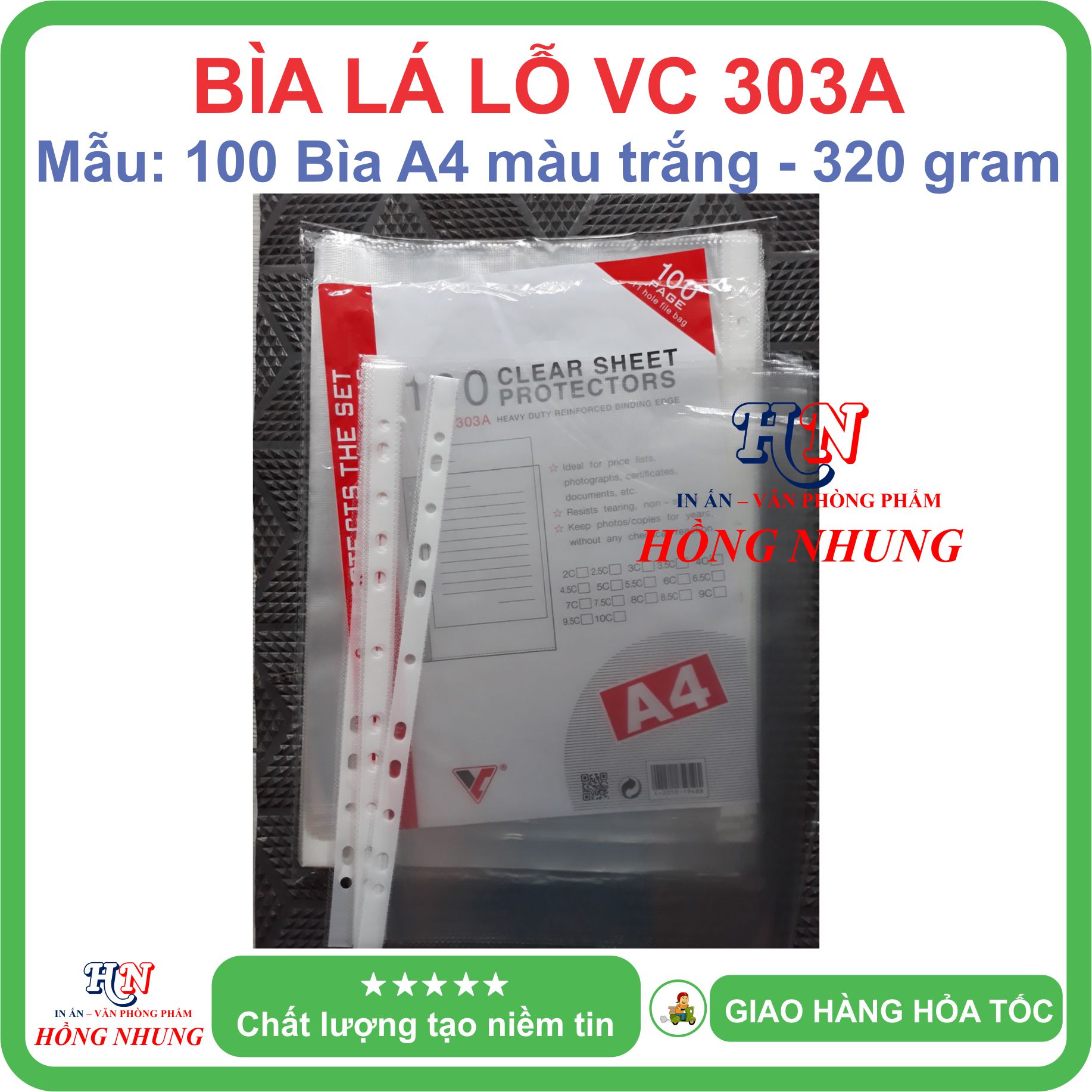 [SÉT] Xấp 100 Bìa lá lỗ, màu trắng giúp bạn lưu trữ hồ sơ dễ dàng