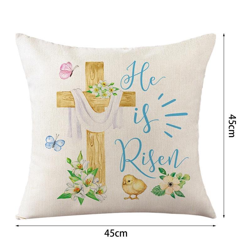 Vỏ gối vải lanh in hình thỏ Phục Sinh dễ thương