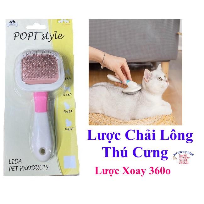 LƯỢC CHẢI LÔNG CHO PET THÚ CƯNG CHÓ MÈO Kiểu chấm bi Lược xoay tròn 360 độ Dài 15cm Thương hiệu POPI style