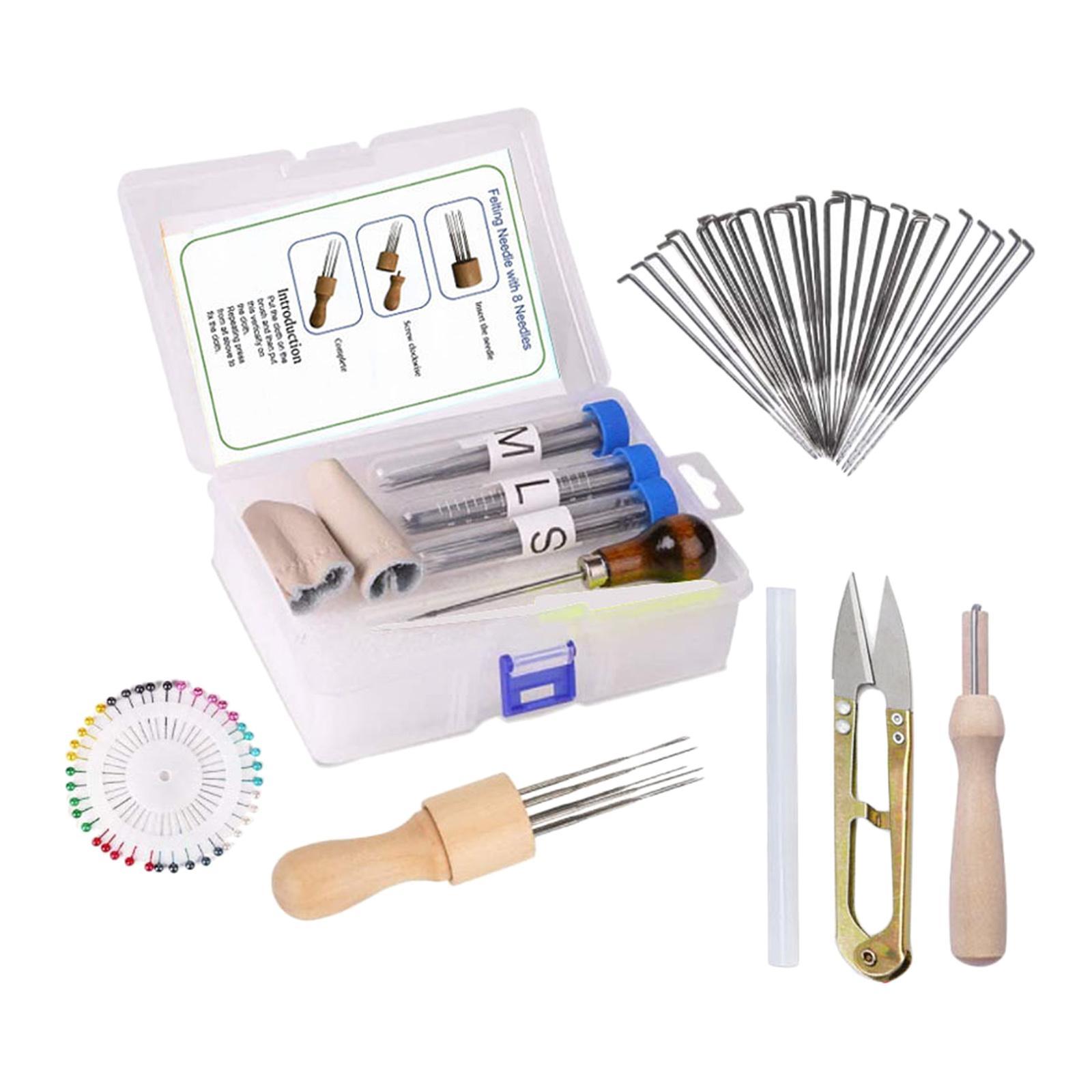 109x Wool Felting Kit with 8 Felting Tool Holder for DIY Wool