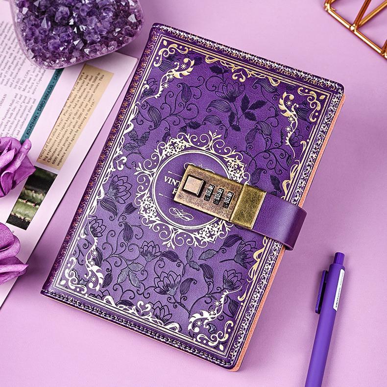 SỔ TAY, NHẬT KÝ BÌA DA CAO CẤP PHONG CÁCH CỔ ĐIỂN VINTAGE CÓ KHÓA MẬT KHẨU