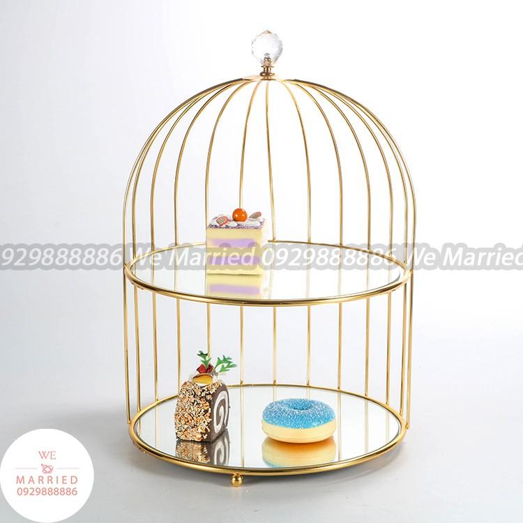 Khay Bánh Lồng Chim 3 tầng Đĩa Gương